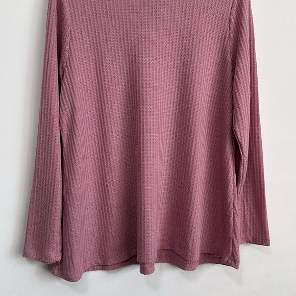 TORRID Popover Top 0 Large Crochet Yoke Mauve Pink Long Sleeve Tee Waffle NEW - Picture 10 of 11